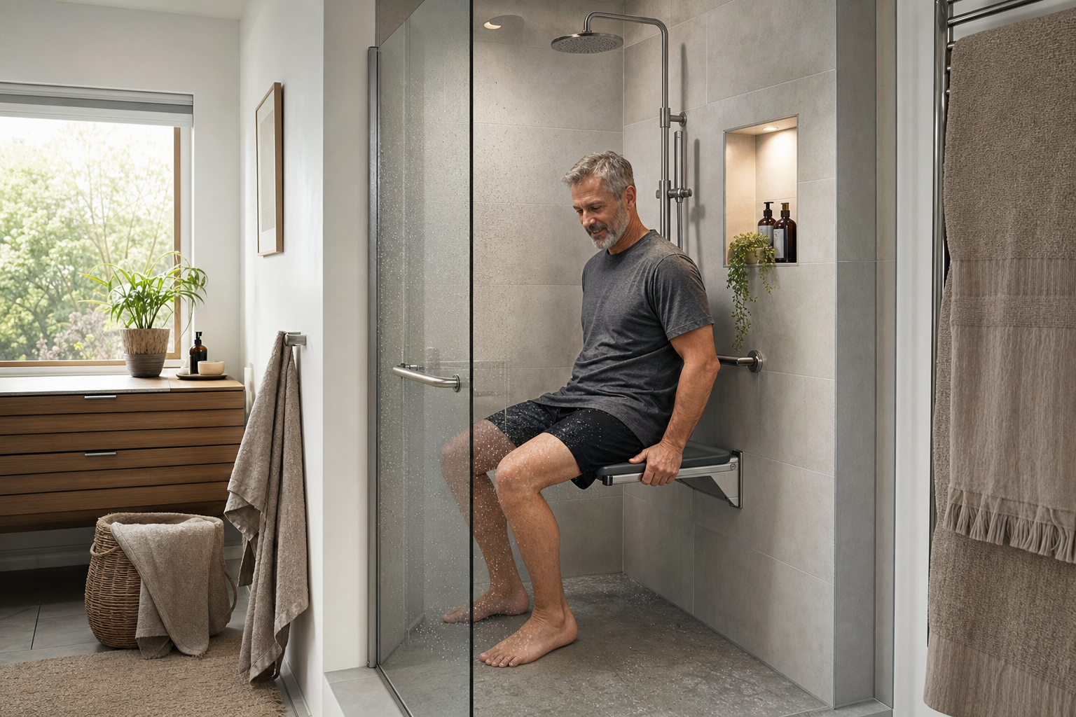 Verschillende types douche zitjes in moderne badkamer