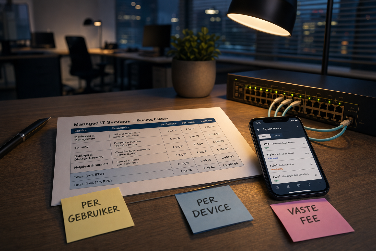 Factoren die managed IT services kosten bepalen